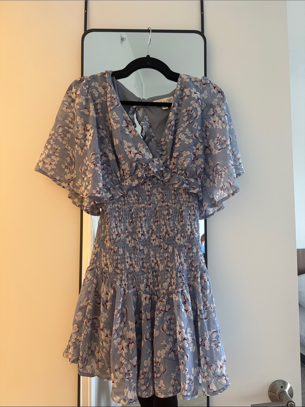 She + Sky Lavender Floral Smocked Mini Dress